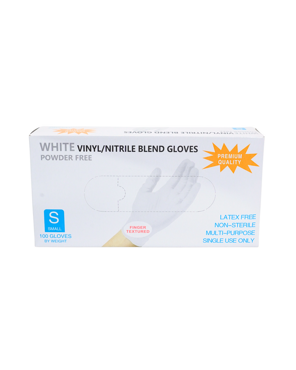 WHITE VINYL/NITRILE BLEND GLOVES