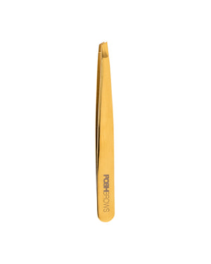 24K GOLD STAINLESS STEEL SLANT TWEEZERS (WHOLESALE)