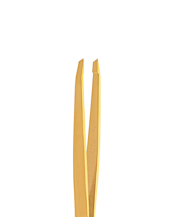 24K GOLD STAINLESS STEEL SLANT TWEEZERS (WHOLESALE)